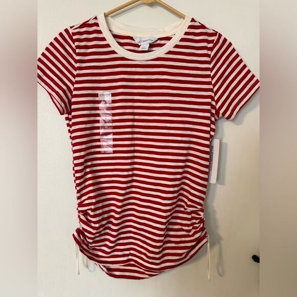 NWT Liz Claiborne Tee Cinched Red and White Size XS - Picture 1 of 6
